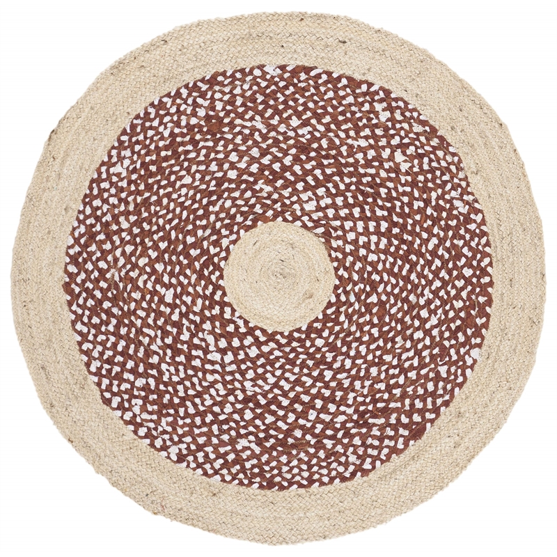 Safavieh Cape Cod 5' Round Hand Woven Jute Rug in Rust and Natural
