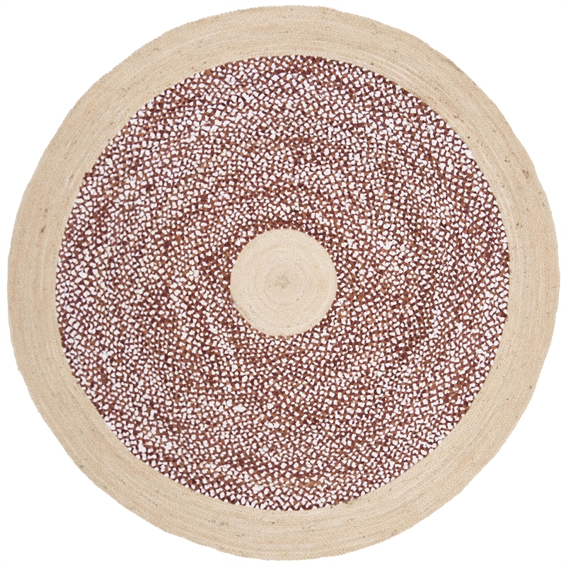Safavieh Cape Cod 6' Round Hand Woven Jute Rug in Rust and Natural