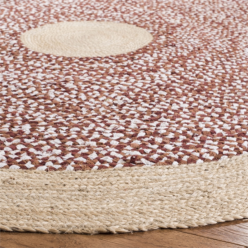 Safavieh Cape Cod 6' Round Hand Woven Jute Rug in Rust and Natural