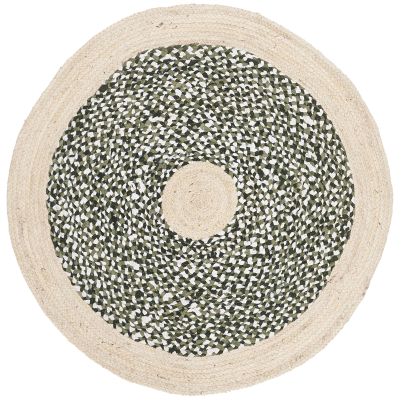 Safavieh Cape Cod 5' Round Hand Woven Jute Rug in Green and Natural