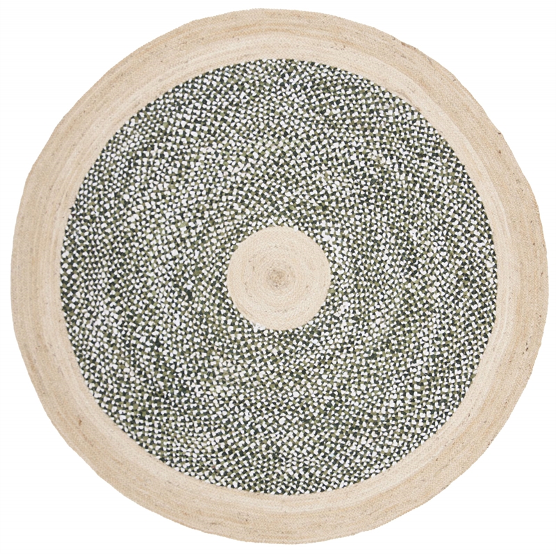 Safavieh Cape Cod 6' Round Hand Woven Jute Rug in Green and Natural