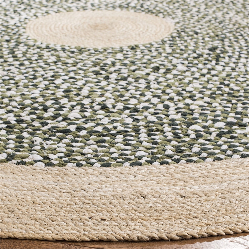 Safavieh Cape Cod 6' Round Hand Woven Jute Rug in Green and Natural