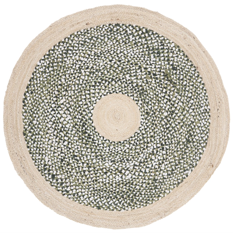 Safavieh Cape Cod 6' Round Hand Woven Jute Rug in Green and Natural