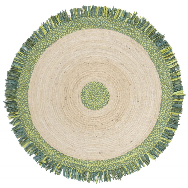 Safavieh Cape Cod 3' Round Hand Woven Jute Rug in Green and Natural