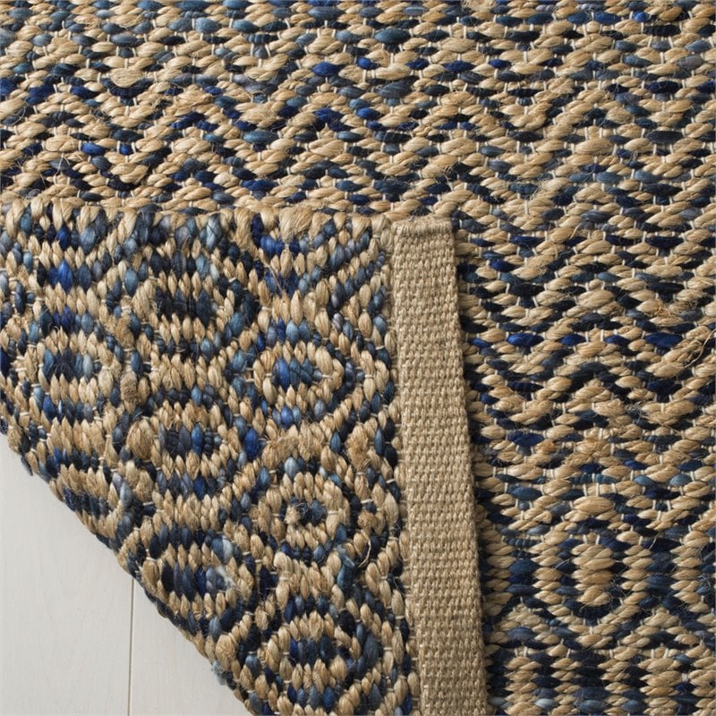 Safavieh Cape Cod 3' x 5' Hand Woven Jute Rug in Navy and Natural