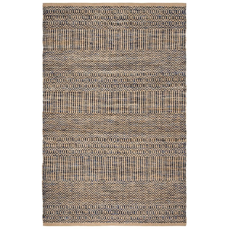 Safavieh Cape Cod 3' x 5' Hand Woven Jute Rug in Navy and Natural