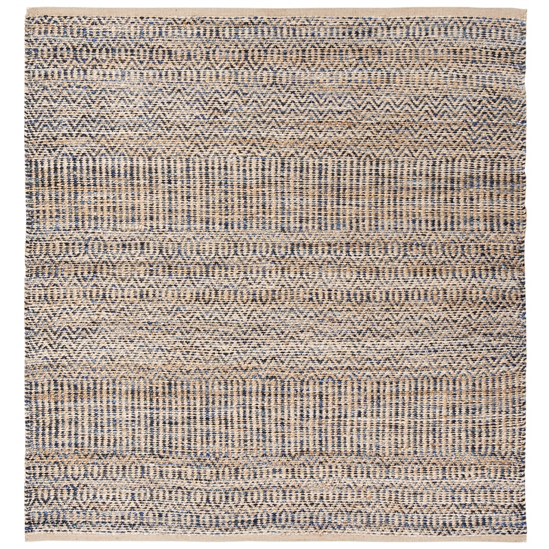 Safavieh Cape Cod 6' Square Hand Woven Jute Rug in Navy and Natural