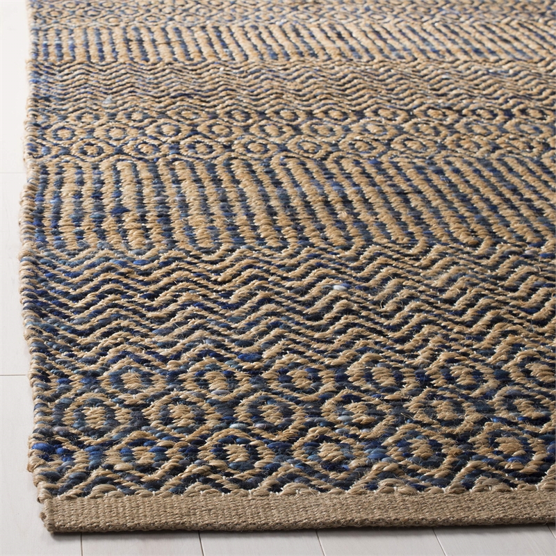 Safavieh Cape Cod 6' Square Hand Woven Jute Rug in Navy and Natural