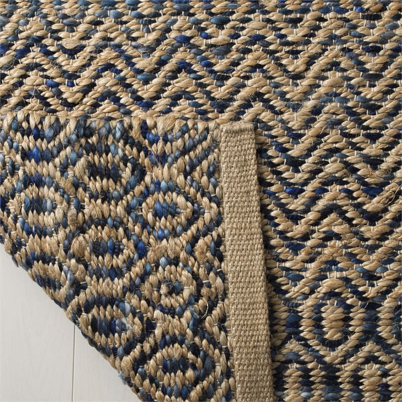 Safavieh Cape Cod 6' Square Hand Woven Jute Rug in Navy and Natural