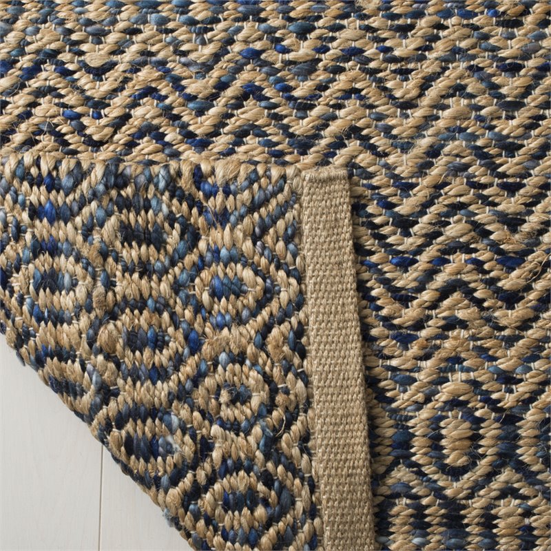 Safavieh Cape Cod 8' x 10' Hand Woven Jute Rug in Navy and Natural