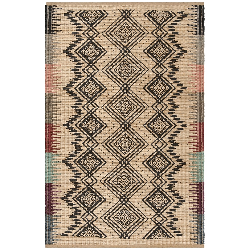 Safavieh Cape Cod 4' x 6' Hand Woven Jute Rug in Natural and Black