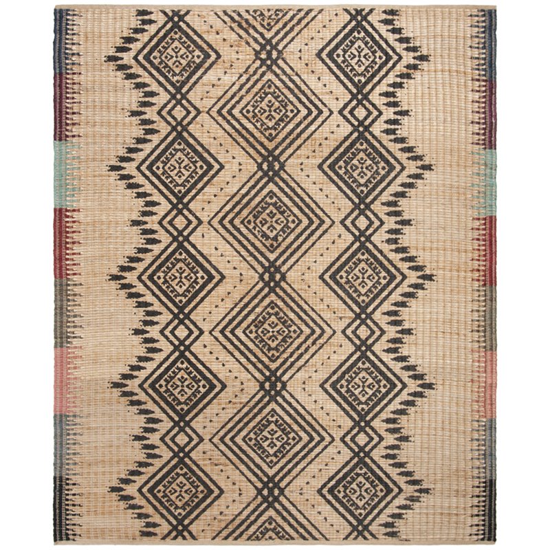 Safavieh Cape Cod 5' x 8' Hand Woven Jute Rug in Natural and Black