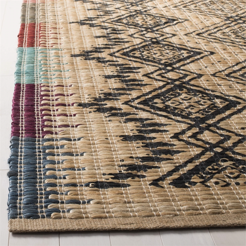 Safavieh Cape Cod 6' Square Hand Woven Jute Rug in Natural and Black