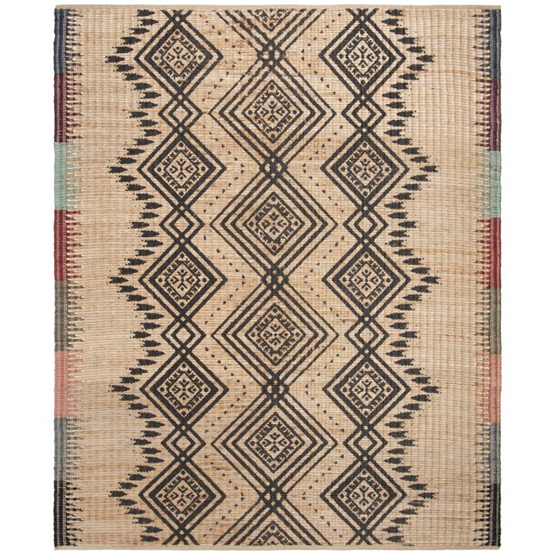 Safavieh Cape Cod 8' x 10' Hand Woven Jute Rug in Natural and Black