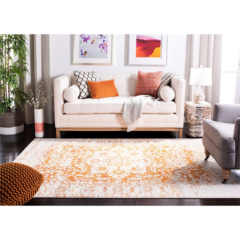 Safavieh Madison 4' x 6' Rug in Orange and Ivory