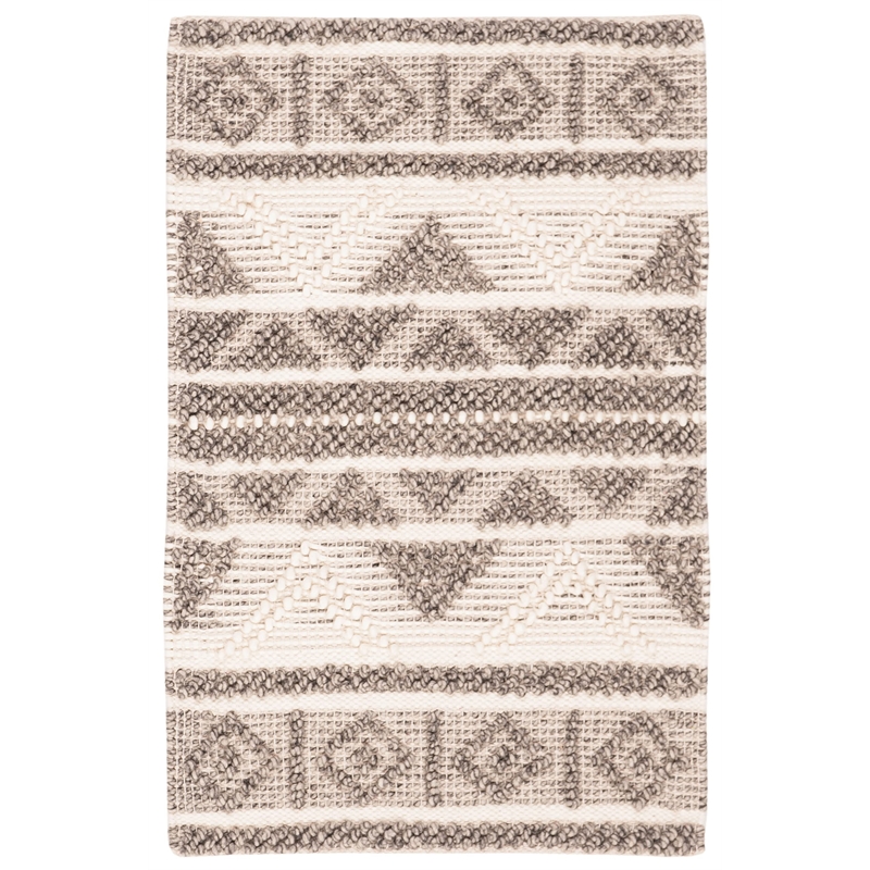Safavieh Natura 2' x 3' Hand Woven Wool Rug in Ivory and Gray