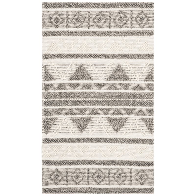 Safavieh Natura 3' x 5' Hand Woven Wool Rug in Ivory and Gray