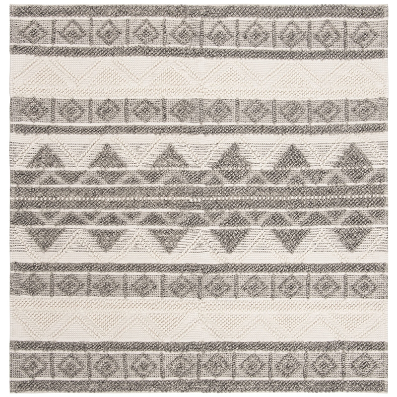 Safavieh Natura 6' Square Hand Woven Wool Rug in Ivory and Gray