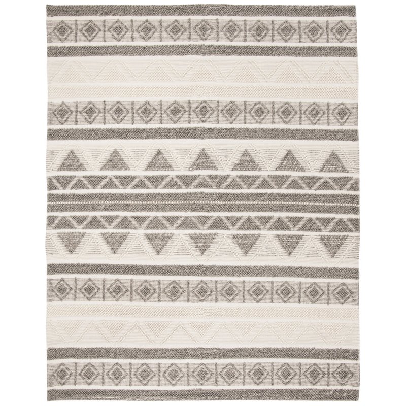 Safavieh Natura 8' x 10' Hand Woven Wool Rug in Ivory and Gray