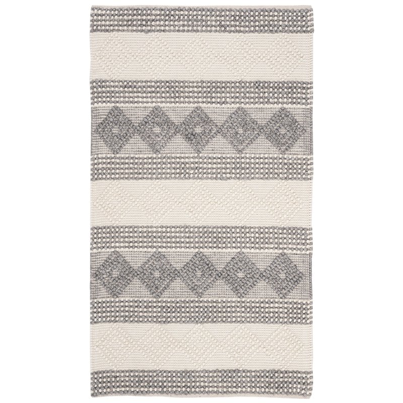 Safavieh Natura 3' x 5' Hand Woven Wool Rug in Gray and Ivory