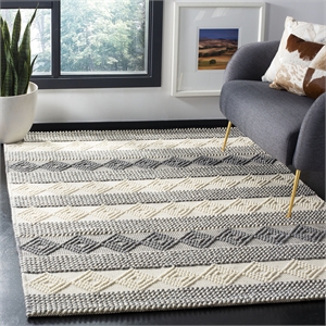 Safavieh Natura 6' Square Hand Woven Wool Rug in Gray and Ivory