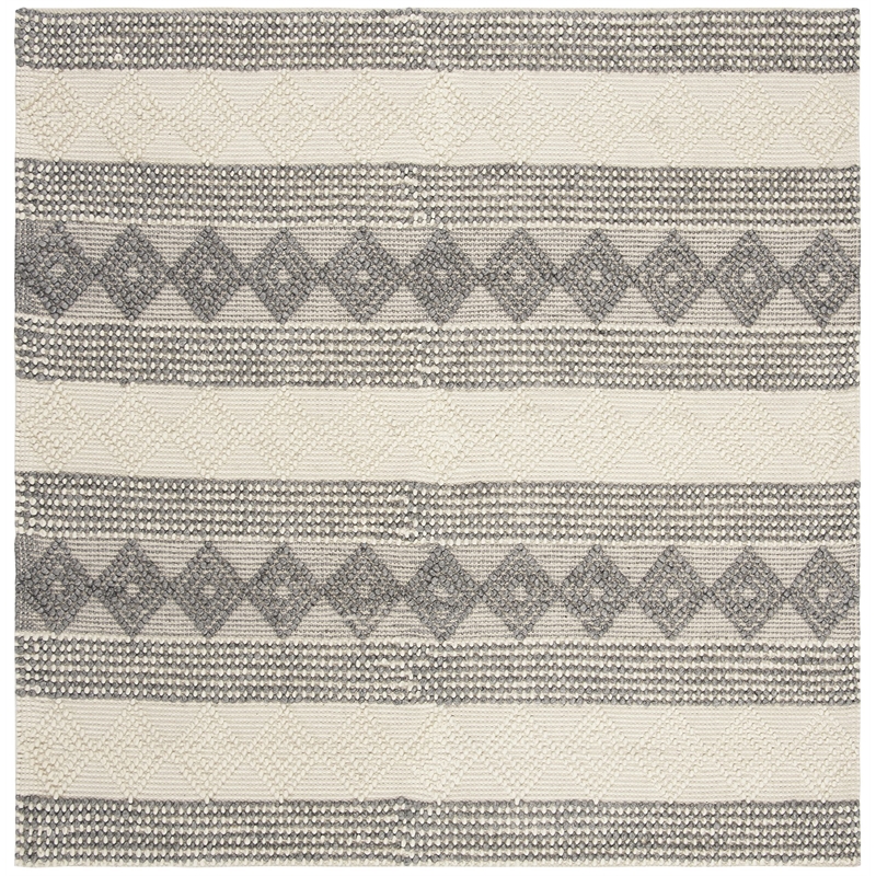Safavieh Natura 6' Square Hand Woven Wool Rug in Gray and Ivory