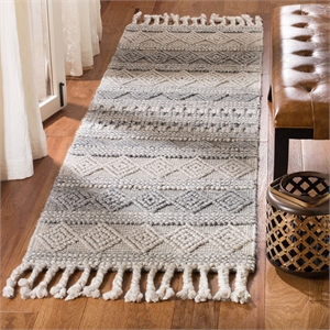 Safavieh Natura 2'3&quot x 8' Hand Woven Wool Runner Rug in Silver