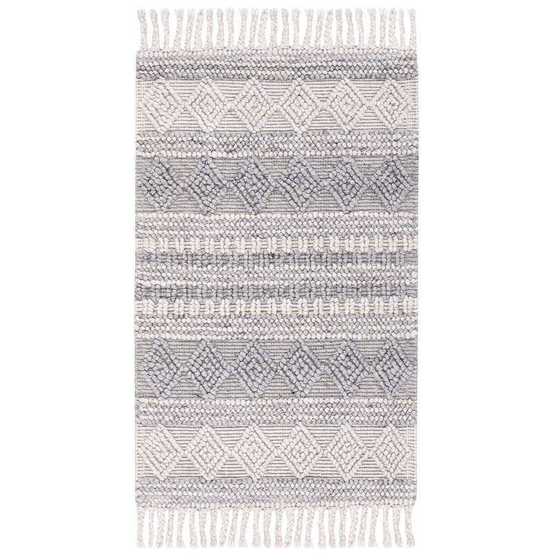 Safavieh Natura 3' x 5' Hand Woven Wool Rug in Silver and Ivory