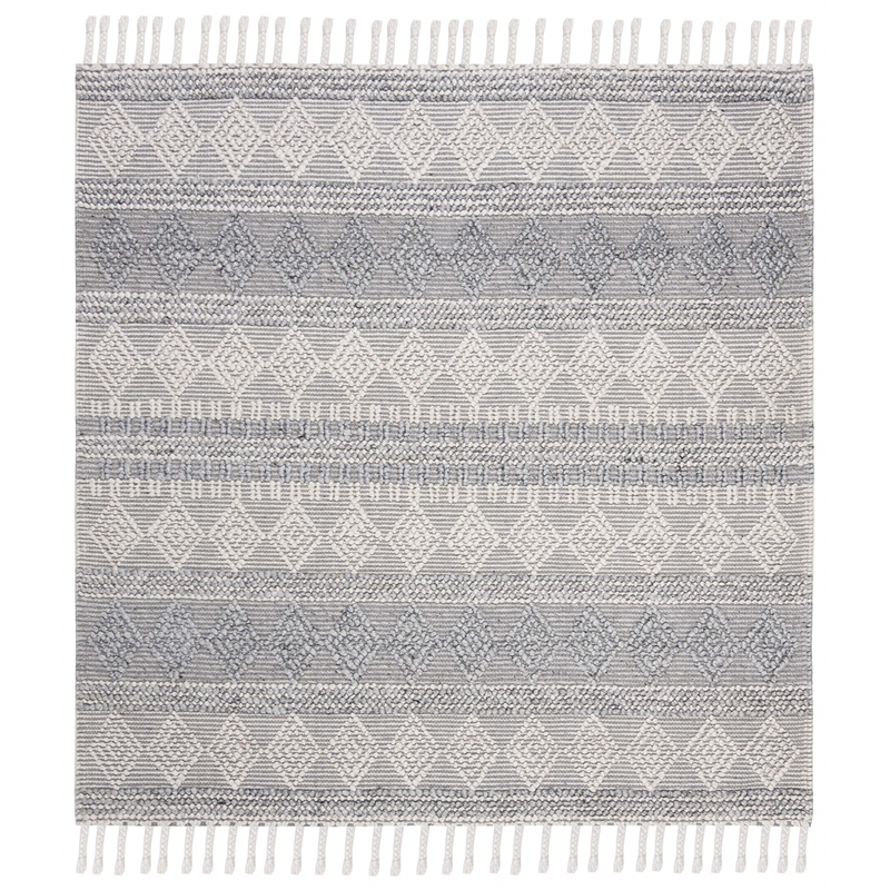Safavieh Natura 6' Square Hand Woven Wool Rug in Silver and Ivory