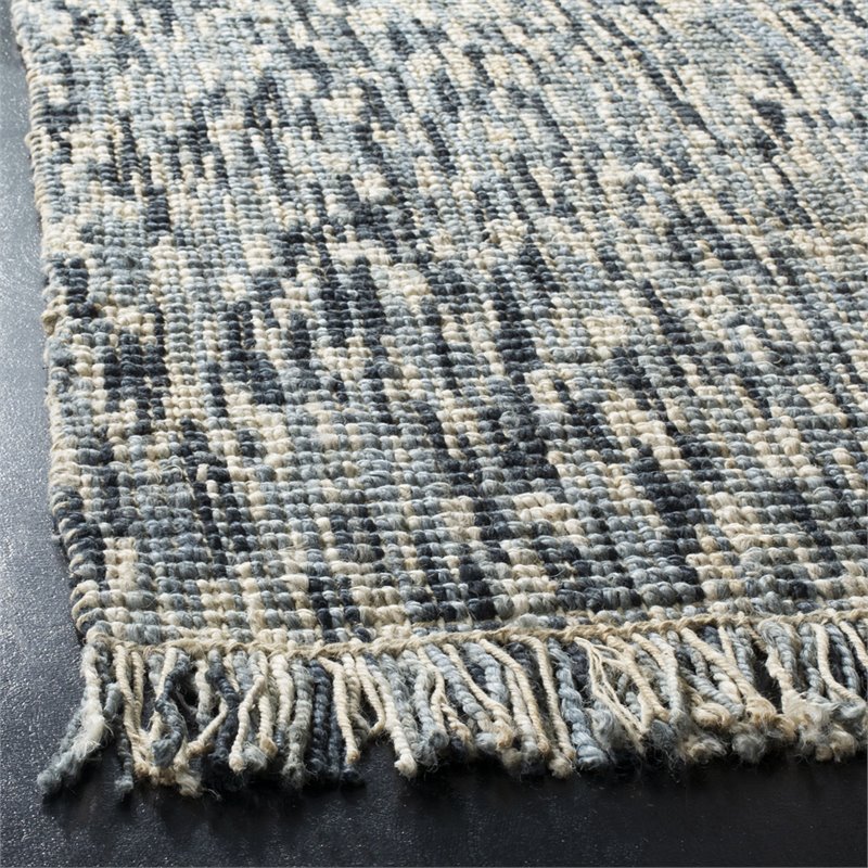 Safavieh Natural Fiber 3' x 5' Hand Woven Jute Rug in Blue and Ivory