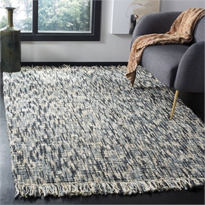 Safavieh Natural Fiber 4' x 6' Hand Woven Jute Rug in Blue and Ivory