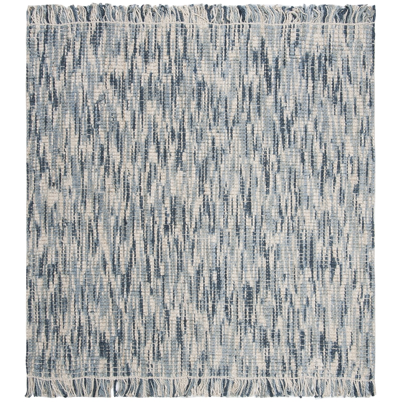 Safavieh Natural Fiber 6' Square Hand Woven Jute Rug in Blue and Ivory