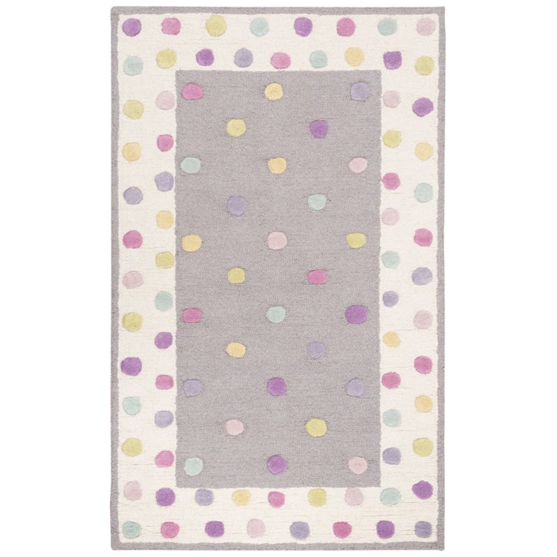 Safavieh 3' x 5' Hand Tufted Wool Rug in Gray and Ivory
