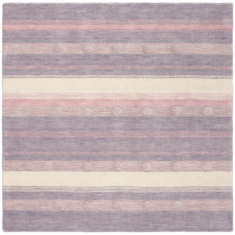Safavieh 5' Square Hand Loomed Wool Rug in Light Purple and Ivory