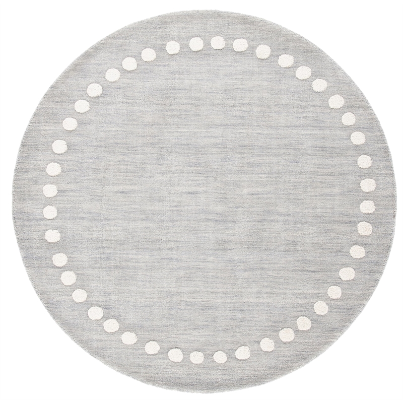 Safavieh 5' Round Hand Loomed Wool Rug in Gray and Ivory