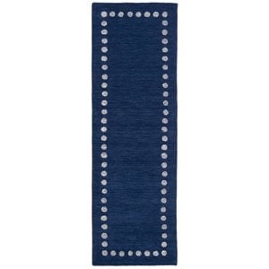 Safavieh 2'6&quot x 8' Hand Loomed Wool Runner Rug in Navy and Ivory