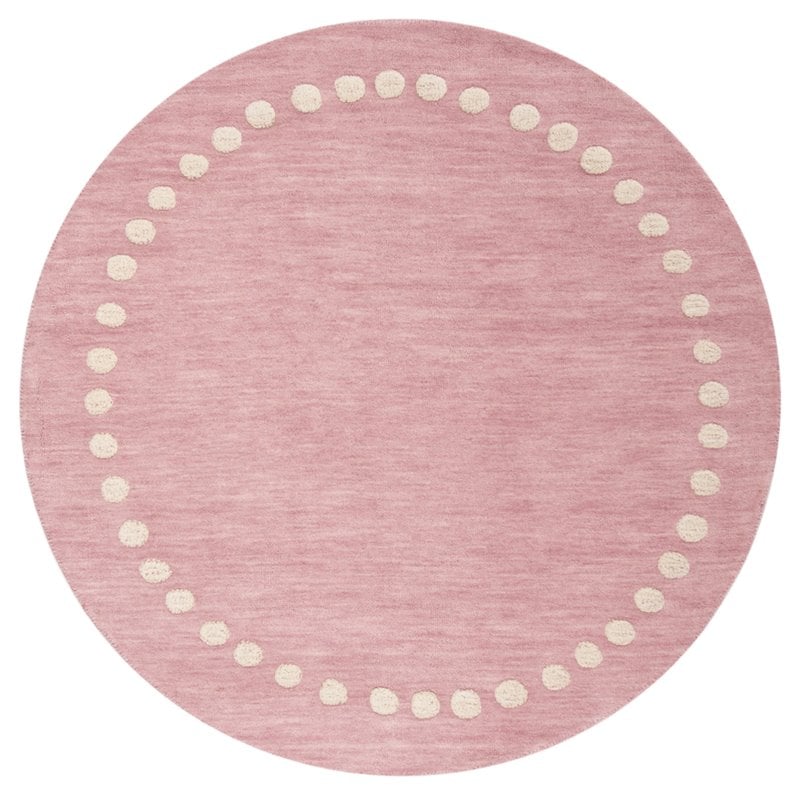 Safavieh 5' Round Hand Loomed Wool Rug in Pink and Ivory