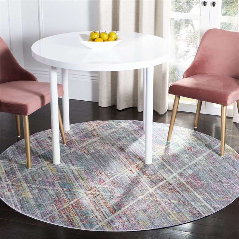 Safavieh Windsor 6' Round Rug in Ivory and Aqua