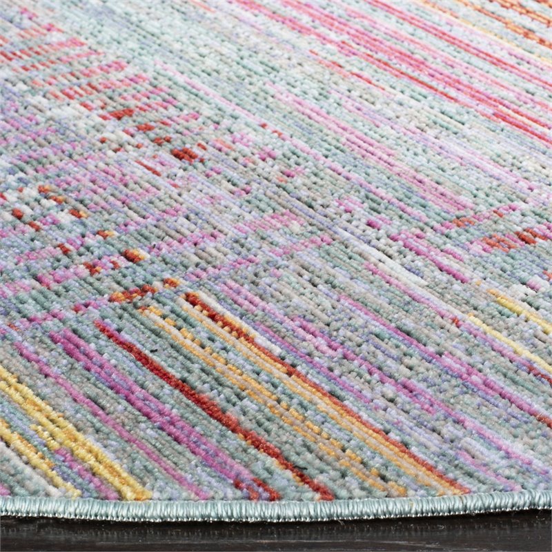 Safavieh Windsor 6' Round Rug in Aqua and Dark Pink