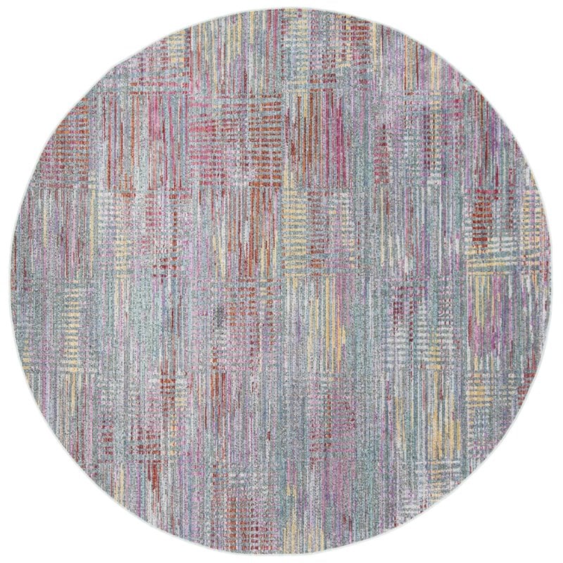 Safavieh Windsor 6' Round Rug in Aqua and Dark Pink