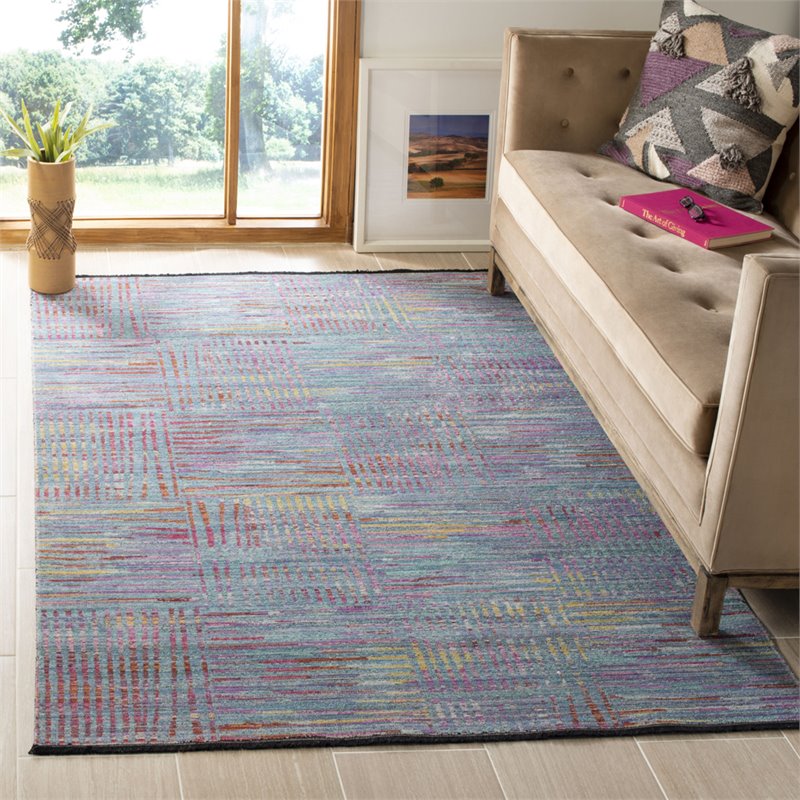 Safavieh Windsor 9' x 13' Rug in Aqua and Dark Pink