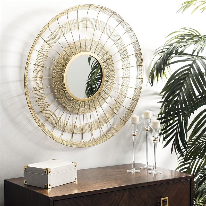 Safavieh Acton Decorative Mirror in Shiny Brass