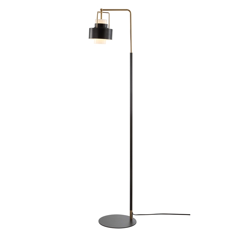 Safavieh Brendon Floor Lamp in Black and Brass