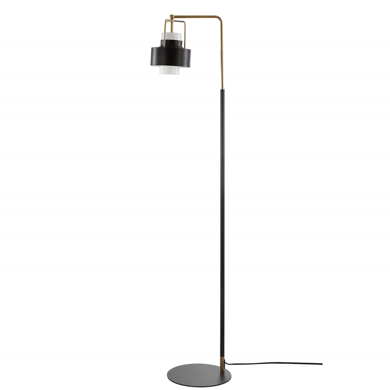 Safavieh Brendon Floor Lamp in Black and Brass