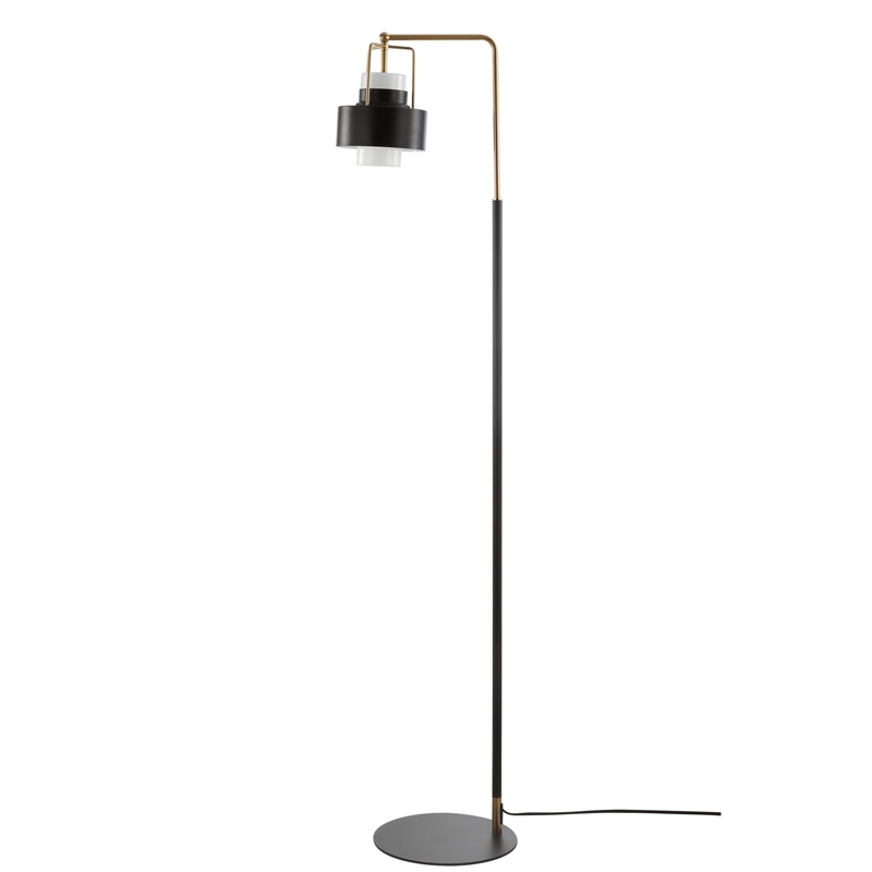 Safavieh Brendon Floor Lamp in Black and Brass