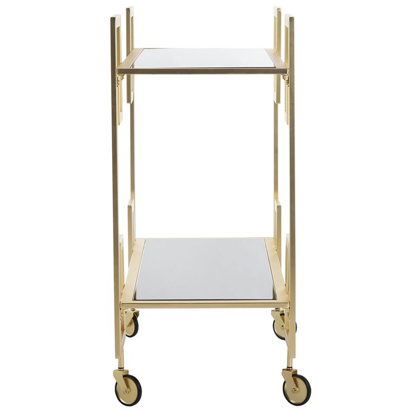 Safavieh Eliza 2 Tier Glass Bar Cart in Gold and Black