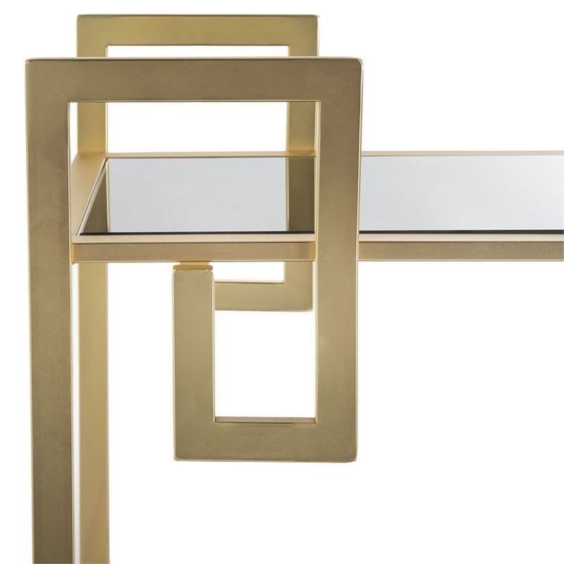 Safavieh Eliza 2 Tier Glass Bar Cart in Gold and Black