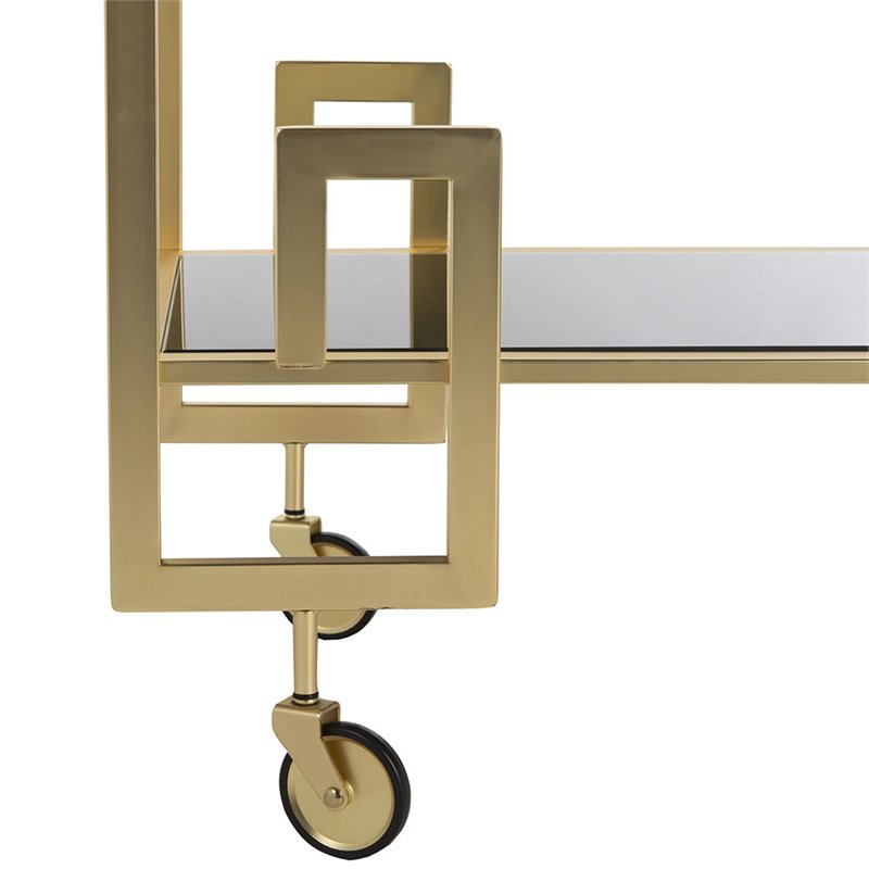 Safavieh Eliza 2 Tier Glass Bar Cart in Gold and Black