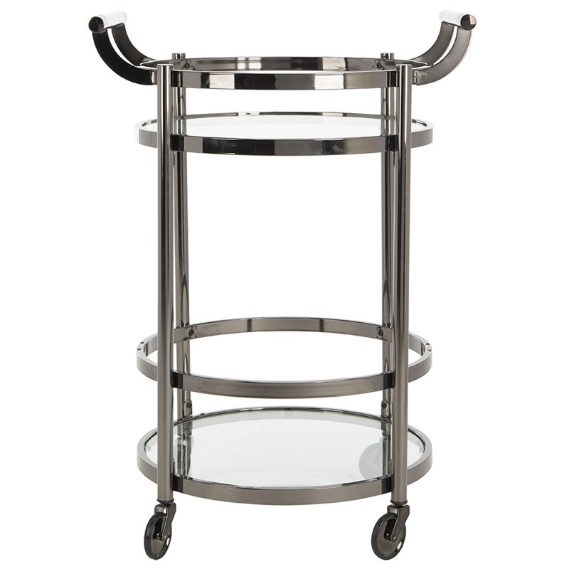 Safavieh Sienna 2 Tier Glass Bar Cart in Gunmetal