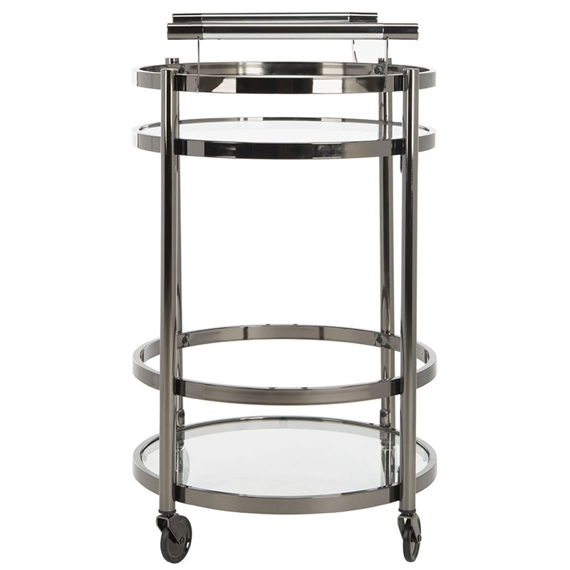Safavieh Sienna 2 Tier Glass Bar Cart in Gunmetal